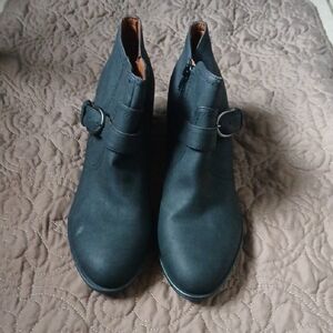 Indigo Black Ankle Boots with Buckle